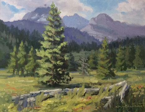 Standing Proud, an oil painting of trees in a landscape