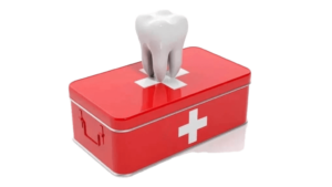 illustration of tooth on top of emergency medical box